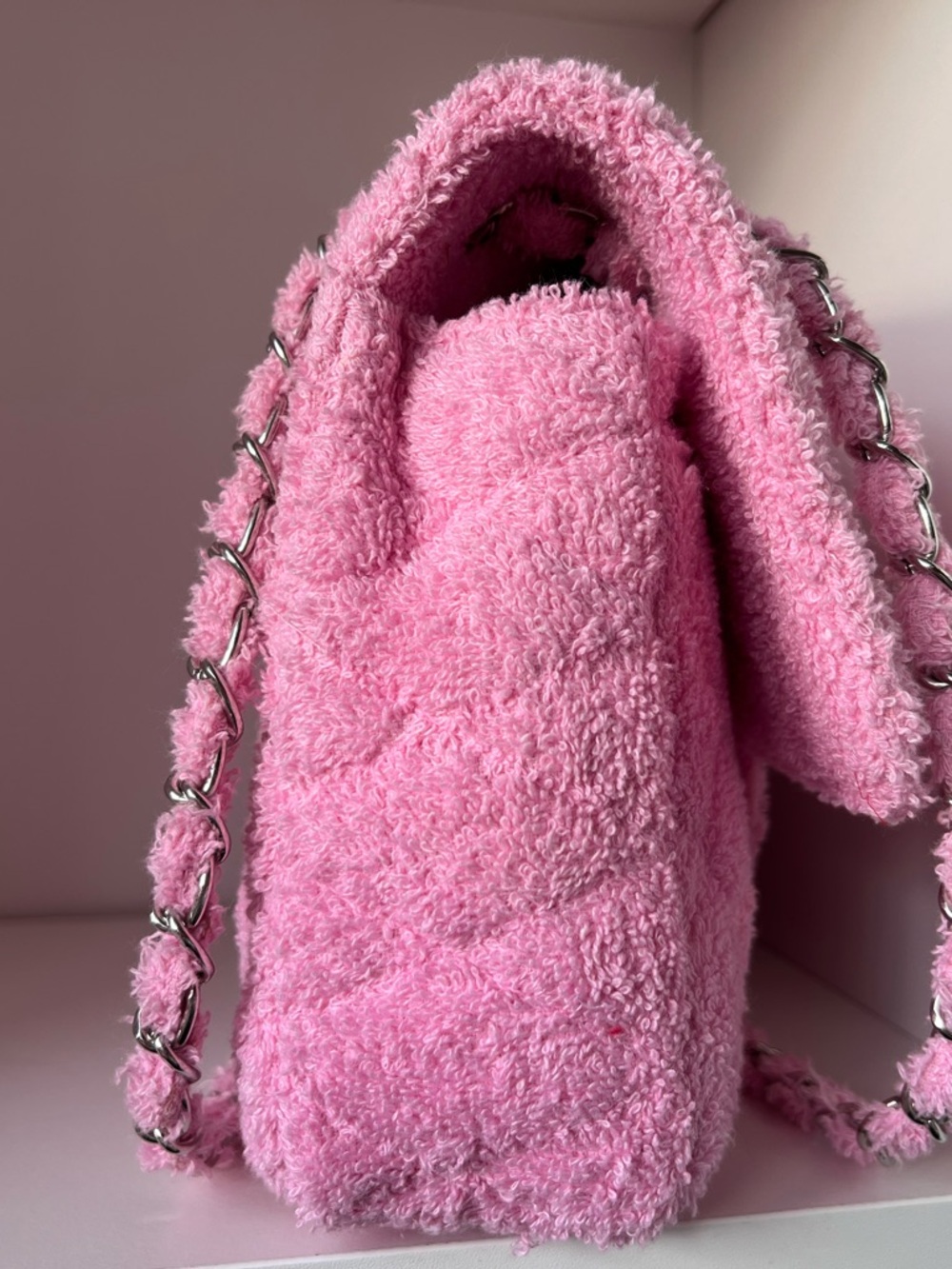 Murakchi - Terry Quilted Pink Shoulder Bag (hand-made in Morocco) 🇲🇦 - Picture 7 of 13
